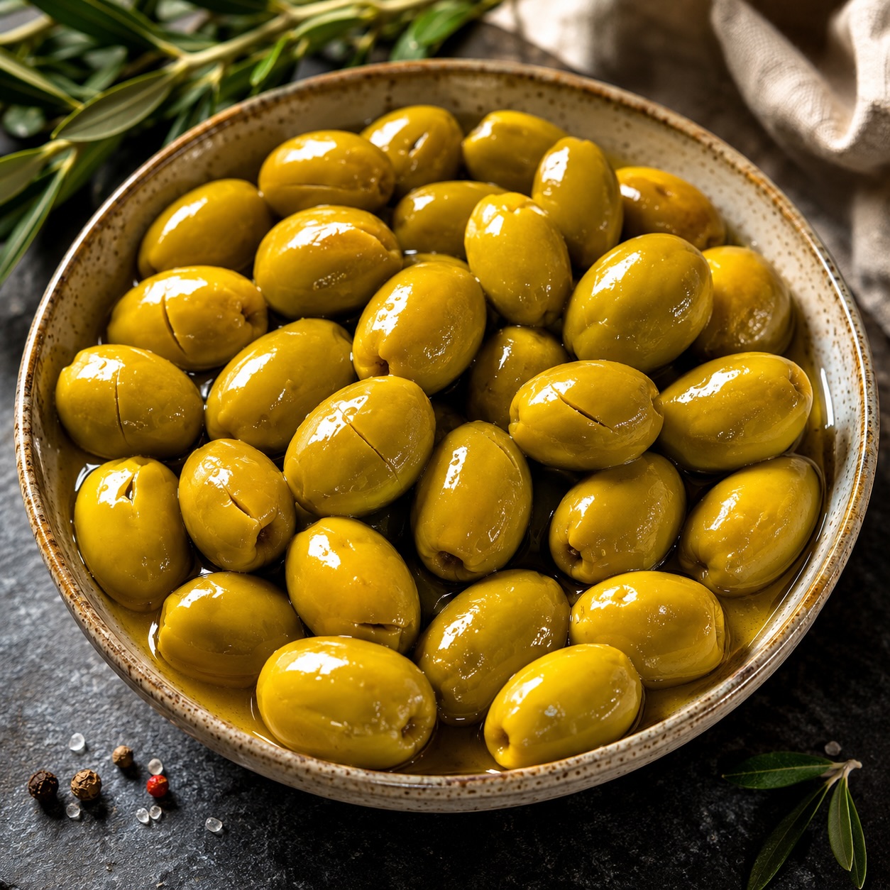Green and black olives